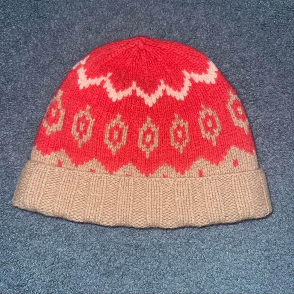 🟣4/$20 J. Crew Wool Beenie Hat Red Beige